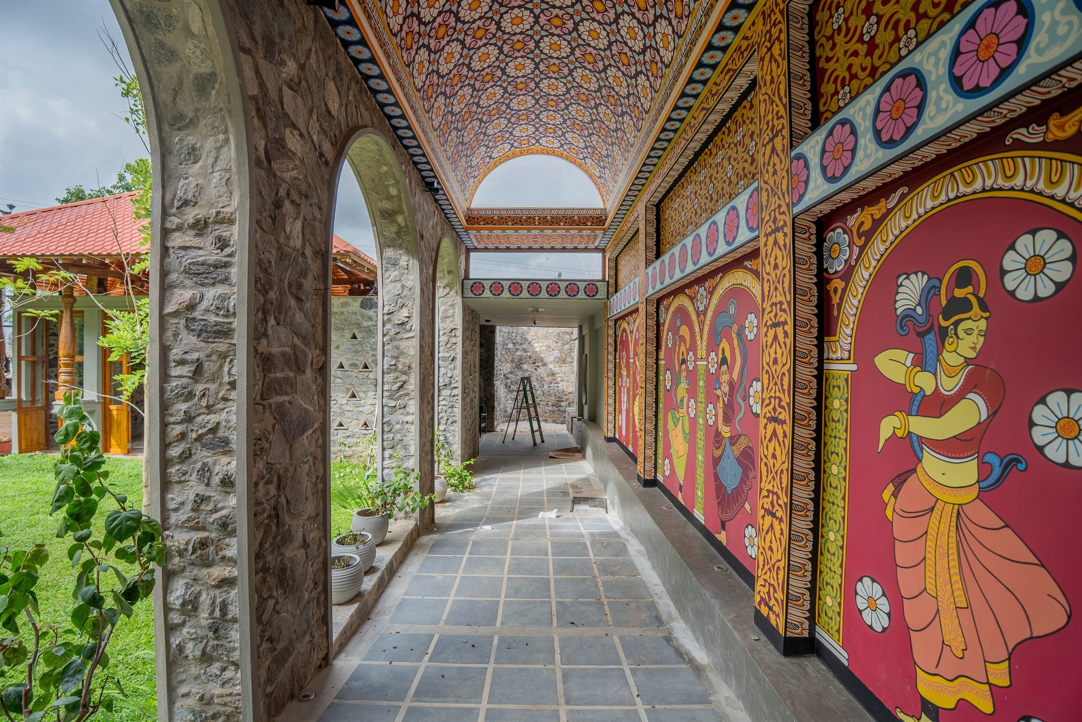 Tropical details within the hotel courtyard